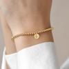 imageTurandoss Gold Initial Bracelet for Women  Dainty Gold Plated Letter AZ Charm Disc Bracelet for Women Trendy Womens Gold Jewelry Beaded Bracelet GiftsGold