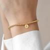 imageTurandoss Gold Initial Bracelet for Women  Dainty Gold Plated Letter AZ Charm Disc Bracelet for Women Trendy Womens Gold Jewelry Beaded Bracelet GiftsGold