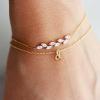 imageTurandoss Gold Initial Bracelets for Women  14K Gold Plated Charm Initial Layered Bracelets for Women Gold CZ Leaf Bracelets for Women Bridesmaid Proposal Gifts bride giftsD