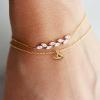 imageTurandoss Gold Initial Bracelets for Women  14K Gold Plated Charm Initial Layered Bracelets for Women Gold CZ Leaf Bracelets for Women Bridesmaid Proposal Gifts bride giftsS