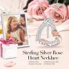 imageTurandoss Rose Heart Necklaces Valentines Day Gifts for Women  S925 Sterling Silver Rose Love Heart Initial Pendant Necklace Valentines Day Birthday Gifts for Women Mom Wife JewelryI
