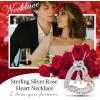 imageTurandoss Rose Heart Necklaces Valentines Day Gifts for Women  S925 Sterling Silver Rose Love Heart Initial Pendant Necklace Valentines Day Birthday Gifts for Women Mom Wife JewelryY