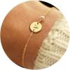 imageTurandoss Valentines Day Gifts for Her  Personalized Gold Bracelets for Women Teen Girls Initial Pearl Bracelets for Girls Gifts Disc Monogram Bracelets Gold Jewelry for Women Teen Girl GiftsGold