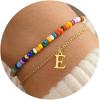 imageTurandoss Colorful Beaded Initial Bracelets for Teen Girls Women Gifts  18K Gold Plated Cute Initial Bracelets for Girls Jewelry Teen Girl Gifts Trendy Stuff Birthday Gifts for GirlsE