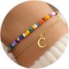 imageTurandoss Colorful Beaded Initial Bracelets for Teen Girls Women Gifts  18K Gold Plated Cute Initial Bracelets for Girls Jewelry Teen Girl Gifts Trendy Stuff Birthday Gifts for GirlsC