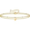imageTurandoss Dainty Heart Initial Bracelets for Women Girls 14K Gold Filled Handmade Personalized Letter Layered Heart Initial Bracelets for Women Teen Girls Jewelry GiftsB