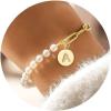 imageTurandoss Gifts for Her  Initial Pearl Bracelets for Women Teen Girls Gifts Personalized Gold AZ Initial Charm Paper Clip Chain Pearl Bracelets for Girls Bridesmaid Wedding GiftsA