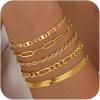 imageTurandoss Gold Bracelets for Women Trendy  18K Real Gold Plated Chain Bracelets Gold Jewelry Sets for Women Dainty Stackable Cuban Beaded Paperclip Link Chain Pearl Bracelets Gold Bracelets for Women5Pcs Chain Bracelets