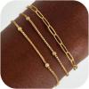 imageTurandoss Gold Bracelets for Women Trendy  18K Real Gold Plated Chain Bracelets Gold Jewelry Sets for Women Dainty Stackable Cuban Beaded Paperclip Link Chain Pearl Bracelets Gold Bracelets for Women3Pcs Chain Bracelets