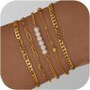 imageTurandoss Gold Bracelets for Women Trendy  18K Real Gold Plated Chain Bracelets Gold Jewelry Sets for Women Dainty Stackable Cuban Beaded Paperclip Link Chain Pearl Bracelets Gold Bracelets for Women5Pcs Bracelets Set