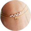 imageTurandoss Gold Initial Bracelet for Women  14K Gold Plated Charm M Initial Layered Bracelets for Women Trendy Dainty Personalized Gold CZ Leaf Charm Bracelets for Women Gifts
