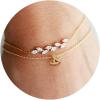 imageTurandoss Gold Initial Bracelets for Women  14K Gold Plated Charm Initial Layered Bracelets for Women Gold CZ Leaf Bracelets for Women Bridesmaid Proposal Gifts bride giftsS