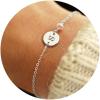imageTurandoss Valentines Day Gifts for Her  Personalized Gold Bracelets for Women Teen Girls Initial Pearl Bracelets for Girls Gifts Disc Monogram Bracelets Gold Jewelry for Women Teen Girl GiftsWhite Gold