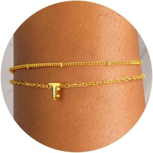 imageTurandoss Bubble Letter AZ Bracelets for Women Teen Girls  Layered Gold Bracelets Dainty 18k Gold Bracelets for Women Friendship Bracelets Preppy Bracelets Teen Girl Gifts Trendy StuffT