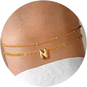 imageTurandoss Bubble Letter AZ Bracelets for Women Teen Girls  Layered Gold Bracelets Dainty 18k Gold Bracelets for Women Friendship Bracelets Preppy Bracelets Teen Girl Gifts Trendy StuffN