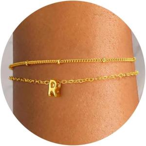 imageTurandoss Bubble Letter AZ Bracelets for Women Teen Girls  Layered Gold Bracelets Dainty 18k Gold Bracelets for Women Friendship Bracelets Preppy Bracelets Teen Girl Gifts Trendy StuffR