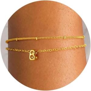 imageTurandoss Bubble Letter AZ Bracelets for Women Teen Girls  Layered Gold Bracelets Dainty 18k Gold Bracelets for Women Friendship Bracelets Preppy Bracelets Teen Girl Gifts Trendy StuffB