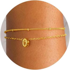 imageTurandoss Bubble Letter AZ Bracelets for Women Teen Girls  Layered Gold Bracelets Dainty 18k Gold Bracelets for Women Friendship Bracelets Preppy Bracelets Teen Girl Gifts Trendy StuffO