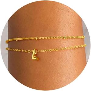imageTurandoss Bubble Letter AZ Bracelets for Women Teen Girls  Layered Gold Bracelets Dainty 18k Gold Bracelets for Women Friendship Bracelets Preppy Bracelets Teen Girl Gifts Trendy StuffL