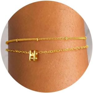 imageTurandoss Bubble Letter AZ Bracelets for Women Teen Girls  Layered Gold Bracelets Dainty 18k Gold Bracelets for Women Friendship Bracelets Preppy Bracelets Teen Girl Gifts Trendy StuffH