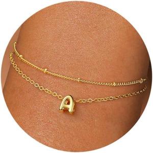 imageTurandoss Bubble Letter AZ Bracelets for Women Teen Girls  Layered Gold Bracelets Dainty 18k Gold Bracelets for Women Friendship Bracelets Preppy Bracelets Teen Girl Gifts Trendy StuffA