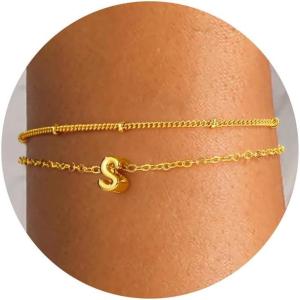 imageTurandoss Bubble Letter AZ Bracelets for Women Teen Girls  Layered Gold Bracelets Dainty 18k Gold Bracelets for Women Friendship Bracelets Preppy Bracelets Teen Girl Gifts Trendy StuffS