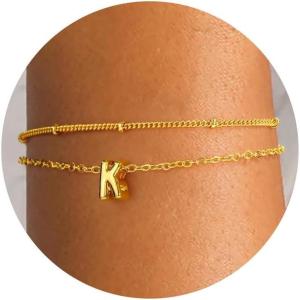 imageTurandoss Bubble Letter AZ Bracelets for Women Teen Girls  Layered Gold Bracelets Dainty 18k Gold Bracelets for Women Friendship Bracelets Preppy Bracelets Teen Girl Gifts Trendy StuffK