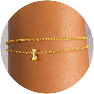 imageTurandoss Bubble Letter AZ Bracelets for Women Teen Girls  Layered Gold Bracelets Dainty 18k Gold Bracelets for Women Friendship Bracelets Preppy Bracelets Teen Girl Gifts Trendy StuffI
