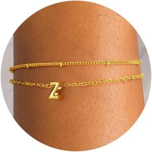imageTurandoss Bubble Letter AZ Bracelets for Women Teen Girls  Layered Gold Bracelets Dainty 18k Gold Bracelets for Women Friendship Bracelets Preppy Bracelets Teen Girl Gifts Trendy StuffZ