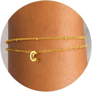 imageTurandoss Bubble Letter AZ Bracelets for Women Teen Girls  Layered Gold Bracelets Dainty 18k Gold Bracelets for Women Friendship Bracelets Preppy Bracelets Teen Girl Gifts Trendy StuffC