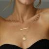 imageTurandoss Gold Layered Initial Necklaces for Women 14K Gold Plated Bar Necklace Handmade Layering Hexagon Letter Pendant Beads Chain Necklace Layered Necklaces for Women Gold Jewelry GiftsX
