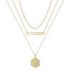 imageTurandoss Gold Layered Initial Necklaces for Women 14K Gold Plated Bar Necklace Handmade Layering Hexagon Letter Pendant Beads Chain Necklace Layered Necklaces for Women Gold Jewelry GiftsS