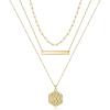 imageTurandoss Gold Layered Initial Necklaces for Women 14K Gold Plated Bar Necklace Handmade Layering Hexagon Letter Pendant Beads Chain Necklace Layered Necklaces for Women Gold Jewelry GiftsX