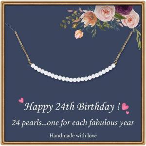 imageBirthday Gifts for Women Necklace  Pearl Pendant Necklace Gifts Happy Birthday Jewelry24th