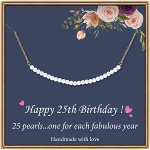 imageBirthday Gifts for Women Necklace  Pearl Pendant Necklace Gifts Happy Birthday Jewelry25th