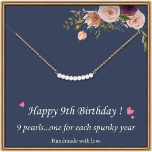 imageBirthday Gifts for Women Necklace  Pearl Pendant Necklace Gifts Happy Birthday Jewelry9th