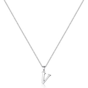 imageS925 Sterling Silver Initial Necklaces for Women Dainty Hypoallergenic Initial Necklace Letter Initial Pendant S925 Sterling Silver initial Necklace for Women Jewelry GiftsV