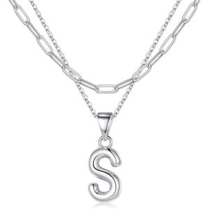 imageTurandoss Dainty Gold Initial Necklaces for Women Jewelry Gifts  Personalized Layered Initial Letter Necklaces for Her Trendy Dainty Gold Chunky Pendant Choker Chain Necklace Jewelry Gifts for WomenSilver