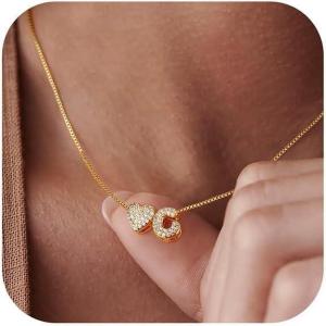 imageTurandoss Gold Heart Initial Necklace for Women  Dainty 18K Gold Plated Personalized Heart Letter Necklace Trendy Simple Cute Letter Necklace Gold Jewelry Birthday Gifts for Women GirlsG