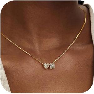 imageTurandoss Gold Heart Initial Necklace for Women  Dainty 18K Gold Plated Personalized Heart Letter Necklace Trendy Simple Cute Letter Necklace Gold Jewelry Birthday Gifts for Women GirlsN