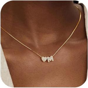 imageTurandoss Gold Heart Initial Necklace for Women  Dainty 18K Gold Plated Personalized Heart Letter Necklace Trendy Simple Cute Letter Necklace Gold Jewelry Birthday Gifts for Women GirlsM