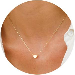 imageTurandoss Heart Initial Necklace for Women  14K Gold Filled Personalized Letter Necklace Tiny Initial Jewelry GiftT