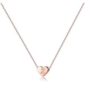 imageTurandoss Tiny Heart Initial Necklaces for Girls  14K Rose Gold Filled Heart Pendant Handmade Dainty Heart Letter Initial Necklaces for Teen Girls Jewelry GiftsZ