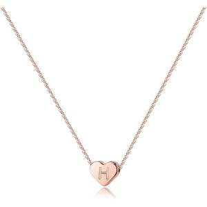 imageTurandoss Tiny Heart Initial Necklaces for Girls  14K Rose Gold Filled Heart Pendant Handmade Dainty Heart Letter Initial Necklaces for Teen Girls Jewelry GiftsH
