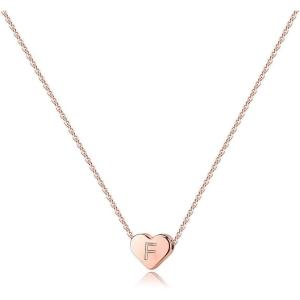 imageTurandoss Tiny Heart Initial Necklaces for Girls  14K Rose Gold Filled Heart Pendant Handmade Dainty Heart Letter Initial Necklaces for Teen Girls Jewelry GiftsF