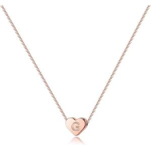 imageTurandoss Tiny Heart Initial Necklaces for Girls  14K Rose Gold Filled Heart Pendant Handmade Dainty Heart Letter Initial Necklaces for Teen Girls Jewelry GiftsG