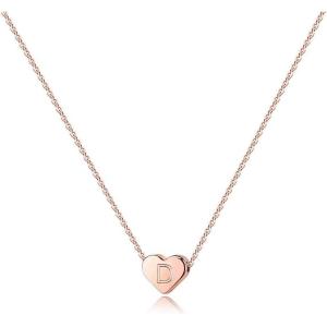 imageTurandoss Tiny Heart Initial Necklaces for Girls  14K Rose Gold Filled Heart Pendant Handmade Dainty Heart Letter Initial Necklaces for Teen Girls Jewelry GiftsD