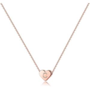 imageTurandoss Tiny Heart Initial Necklaces for Girls  14K Rose Gold Filled Heart Pendant Handmade Dainty Heart Letter Initial Necklaces for Teen Girls Jewelry GiftsC