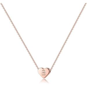 imageTurandoss Tiny Heart Initial Necklaces for Girls  14K Rose Gold Filled Heart Pendant Handmade Dainty Heart Letter Initial Necklaces for Teen Girls Jewelry GiftsB