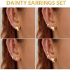 imageGold Earrings Set for Women Trendy  3 Pairs 14K Gold Plated Hypoallergenic Cartilage Huggie Hoop Stud Cubic Zirconia Simple Minimalist Sterling Silver Earrings Dainty Ear Cuff Earring Set for WomenFlower Stud Earrings